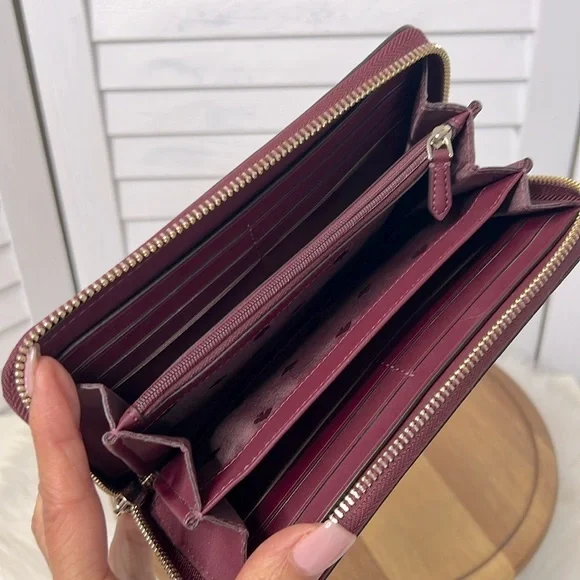 KATE SPADE l Tinsel Wallet Limited Edition Zip Around  Floral Glitter Deep Berry - Picture 5 of 11